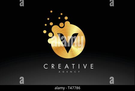 Golden Metal Dots Letter S Logo. S Letter Design Vector with Dots Stock ...