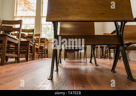 Historic One Room School House Low Angle Stock Photo