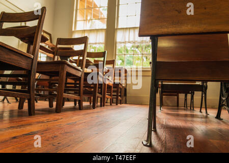 Historic One Room School House Low Angle Stock Photo