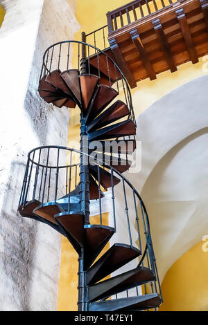 Cartagena Colombia,Convento de Santo Domingo,convent,Catholic church,choir spiral stairs staircase,inside interior,COL190122076 Stock Photo