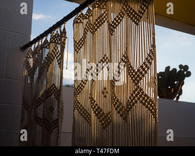 Macrame curtains Stock Photo