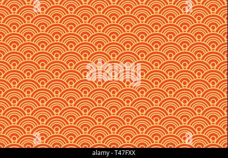 Oriental seigaiha seamless pattern. Vector Vintage background Stock Vector