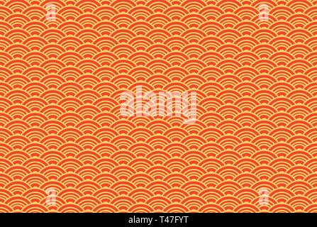 Oriental seigaiha seamless pattern. Vector Vintage background Stock Vector