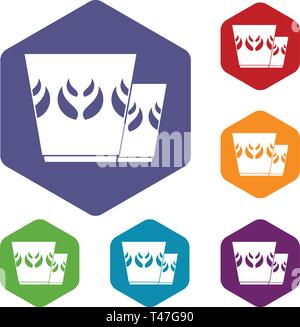 Mug icons vector hexahedron Stock Vector