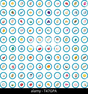 100 supermarket icons set, isometric 3d style Stock Vector