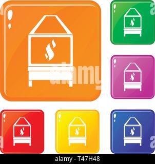 Blacksmith icons set vector color Stock Vector