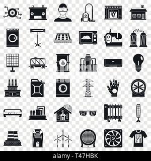 Electricity icons set, simple style Stock Vector