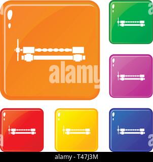 Blacksmiths clamp icons set vector color Stock Vector