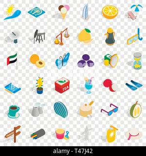 Uae icons set, isometric style Stock Vector