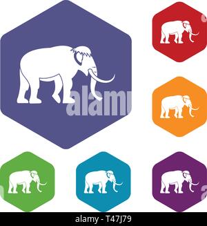 Mammoth icons vector hexahedron Stock Vector