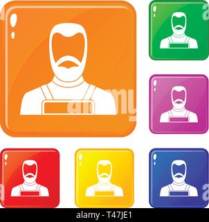 Blacksmith icons set vector color Stock Vector