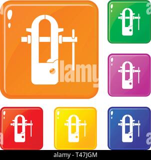 Blacksmiths vice icons set vector color Stock Vector