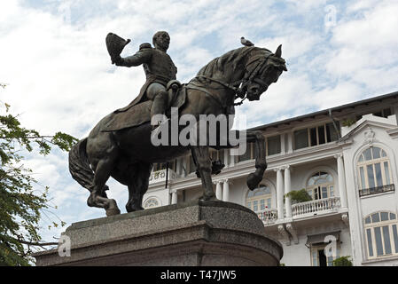 statue of general tomas herrera on the square of the same name in casco viejo panama city Stock Photo