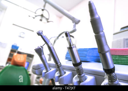 Medical office. Dentist's office, oral hygiene, dental instruments close-up Stock Photo