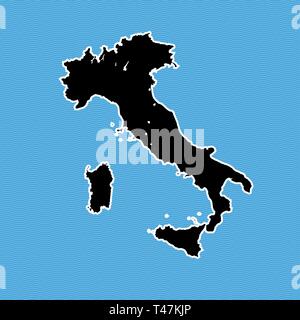 Italy map as island. Map separated on blue wave water background. Stock Vector