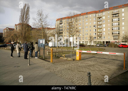 Tourists at the site of Hitler's bunker at the corner of In Den Ministergarten and Gertrud-Kolmar-Strasse, Berlin, Germany, Stock Photo