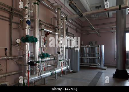 Inside view of the heating unit in the recycling plant Stock Photo