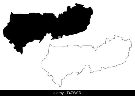 Upper East Region (Administrative divisions of Ghana, Republic of Ghana) map vector illustration, scribble sketch Upper East map Stock Vector