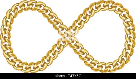 Infinity sign gold chain icon. Stock Vector