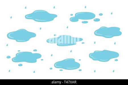 Set puddle, liquid, vector, cartoon style, isolated, illustration Stock Vector