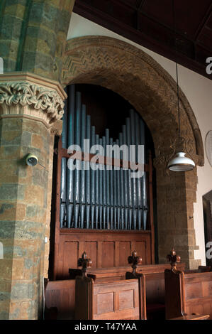The organ in Holy Trinity Church, Shenington, Oxfordshire, England, UK Stock Photo