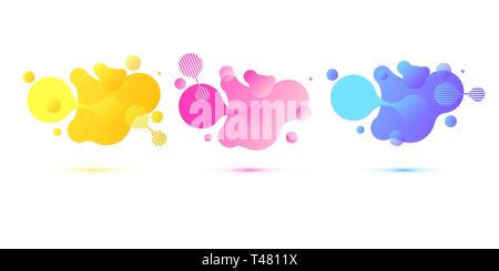 Abstract geometric shapes. Liquid gradient banners isolated on white background. Fluid vector background. Gradient geometric banners with flowing Stock Vector