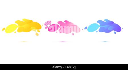 Abstract geometric shapes. Liquid gradient banners isolated on white background. Fluid vector background. Gradient geometric banners with flowing Stock Vector