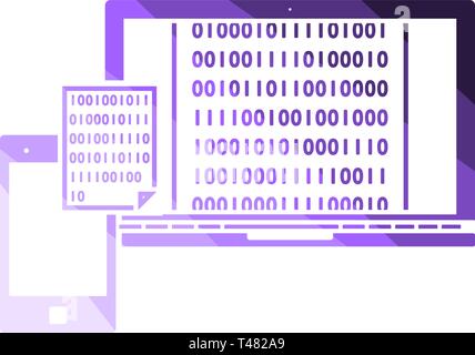 Exchanging Data Icon. Flat Color Ladder Design. Vector Illustration. Stock Vector