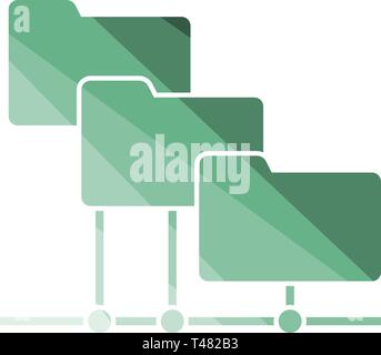 Folder Network Icon. Flat Color Ladder Design. Vector Illustration. Stock Vector
