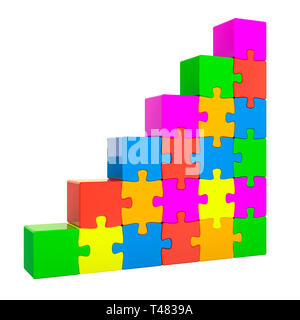 Ladder from colored puzzle. Business success concept, 3D rendering Stock Photo