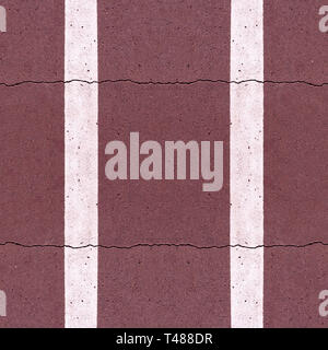 seamless white road marking line on brown bicycle lane. background, city life. Stock Photo
