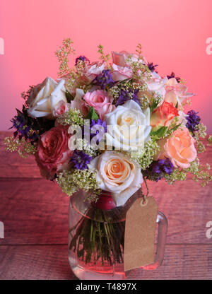 Luxury bouquet made of roses in flower shop Valentines Bouquet of pastell roses Stock Photo