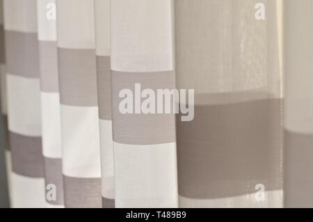 Black and white striped curtain (Pesaro, Italy) Stock Photo