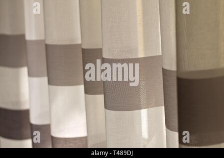 Black and white striped curtain (Pesaro, Italy) Stock Photo