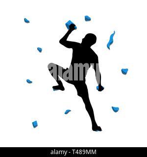 Man climbs climbing wall Stock Vector