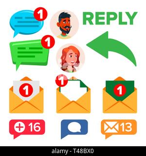 Social Media Networks Message, Vector Icons Set Stock Vector