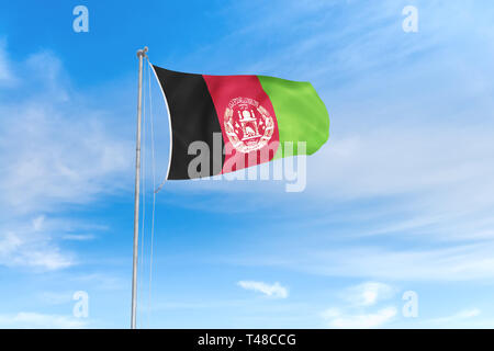 Afghanistan flag blowing in the wind over nice blue sky background Stock Photo