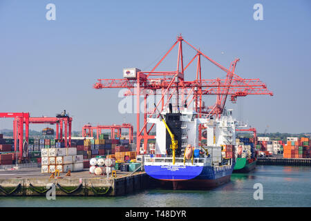 Container ship, Dublin Container Port, Dublin, Leinster Province, Republic of Ireland Stock Photo