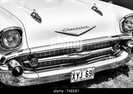 A 1957 Chevrolet Bel Air on display at a car show Stock Photo