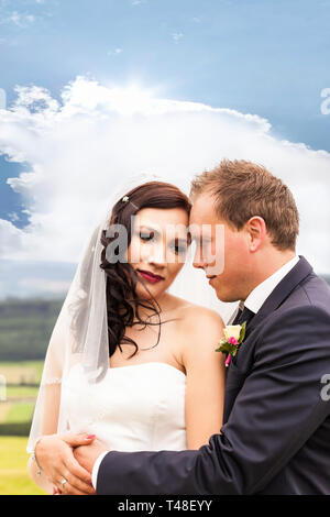 Bride and groom on their wedding day Stock Photo