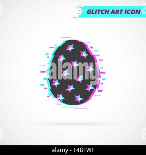 Flat Trendy Glitch Easter Egg isolated Icon. Fresh idea of Easter Design Stock Vector