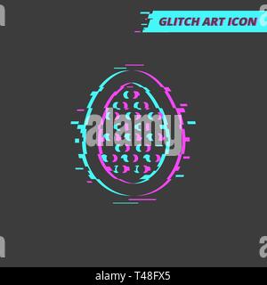 Flat Trendy Glitch Easter Egg Icon isolated on Dark Black Background. Fresh idea of Easter Design Stock Vector