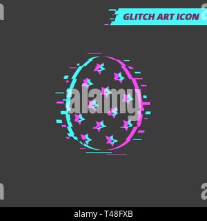Flat Trendy Glitch Easter Egg Icon isolated on Dark Black Background. Fresh idea of Easter Design Stock Vector
