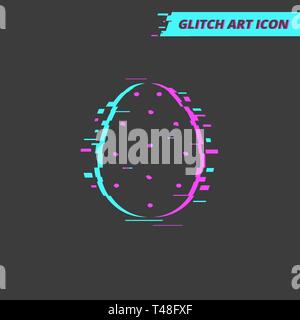 Flat Trendy Glitch Easter Egg Icon isolated on Dark Black Background. Fresh idea of Easter Design Stock Vector