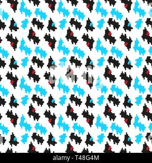 Seamless corporate red, black blue and white houndstooth pattern vector eps10 Stock Vector