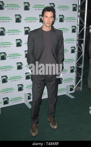 LOS ANGELES, CA. October 08, 2003: KEANU REEVES at the launch party, in Los Angeles, for the DVD release of The Matrix Reloaded. Stock Photo