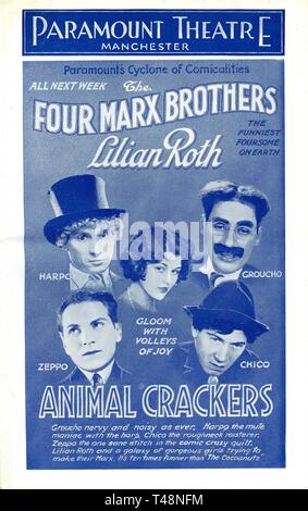 THE FOUR MARX BROTHERS Groucho Chico Harpo Zeppo Lilian Roth ANIMAL CRACKERS 1930 director Victor Heerman writers George S. Kaufman Morrie Ryskind Bert Kalmar Harry Ruby Paramount Pictures Stock Photo