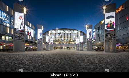 Multi-purpose hall Mercedes-Benz Arena Berlin, twilight, Friedrichshain, Berlin, Germany Stock Photo