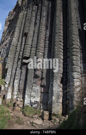 Tall basalt columns at the Giant's Causeway in Northern Ireland Stock Photo