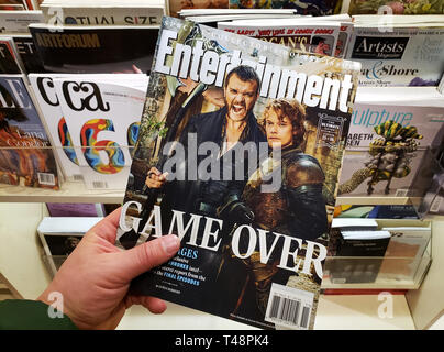 MONTREAL, CANADA - MARCH 28, 2019: Entertainment Weekly Special collectors double issue. Game Over - Game of Thrones speciall issue with Theon Greyjoy Stock Photo
